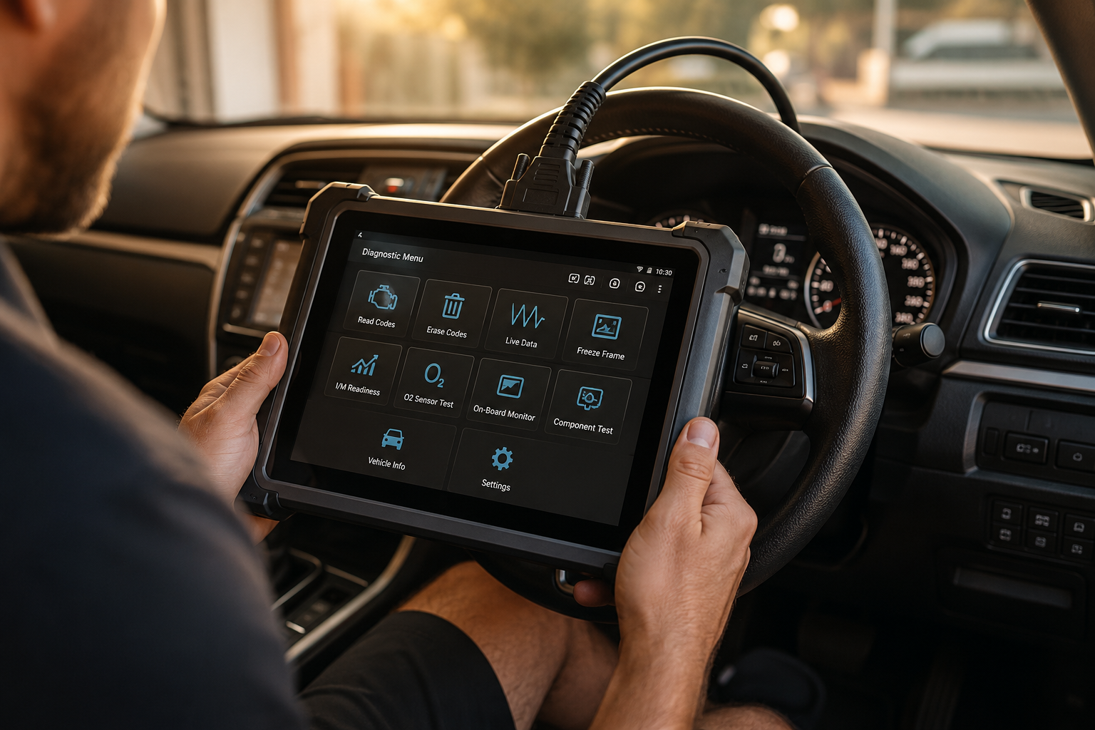 Diagnostic equipment connected inside a vehicle